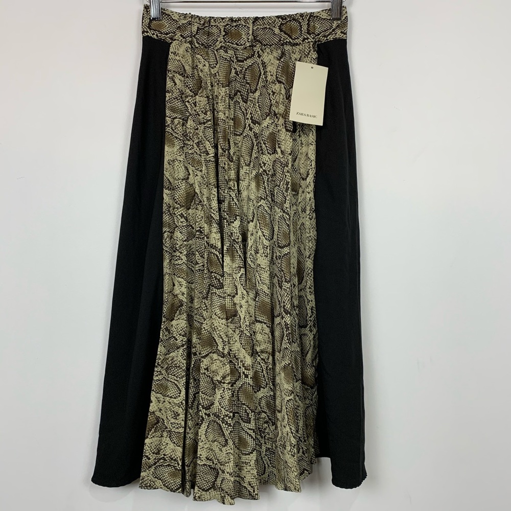 NWT Zara Pleated Animal Snake Print Midi Skirt - Picture 3 of 4
